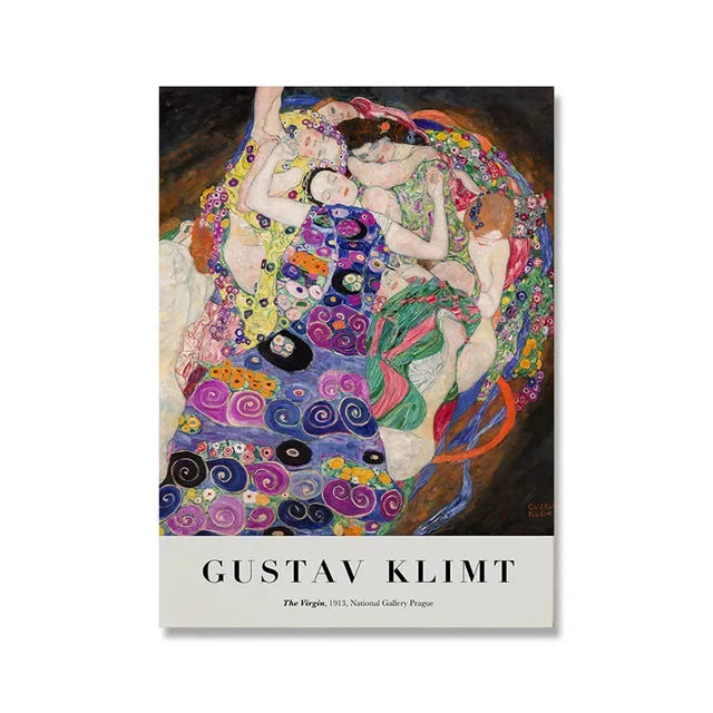 Clássico Gustav Klimt Família Famosa Pintura Da Lona, Rasgar Beijo Ouro Moderno Posters, Wall Art Impressões, Imagem para Home Decor