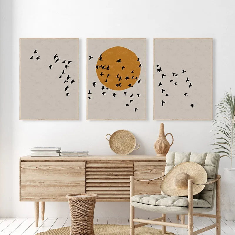 Pôster minimalista do vintage imprime a pintura da lona, rebanho da silhueta dos pássaros, sol japonês,, imagem para o quarto, Quadro sem Moldura, Quadro Minimalista-Pássaros e Sol, Quadro Decorativo Sol e PássarosQuadro Decorativo Moderno, Quadro Decorativo Arte Moderna, Quadro Decorativo Arte em Tela, Quadro Decorativo Abstrato Moderno, Quadro Decorativo Abstrato, Quadro DecorativoImpressão em Tela, Arte Minimalista, Arte de Parede-Lojas Bratta