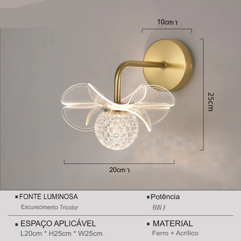 Luminária LED de Parede Motivo-Flower, Aplique de Parede LED Moderno em Formato de Flor de Luxo Para Quarto, Cabeceira, Escritório, Salas, Luminária de Parede, Luminária decorativa de Parede, Iluminação Moderna, Luminária de Luxo, Luminária de Parede LED, Decoração de Casa, Flor, Design, Luminária de Parede Arandela Flower, Arandela de Parede Decorativa, Iluminação Criativa, Luz Decorativa Floral, Estilo Sofisticado – Lojas Bratta