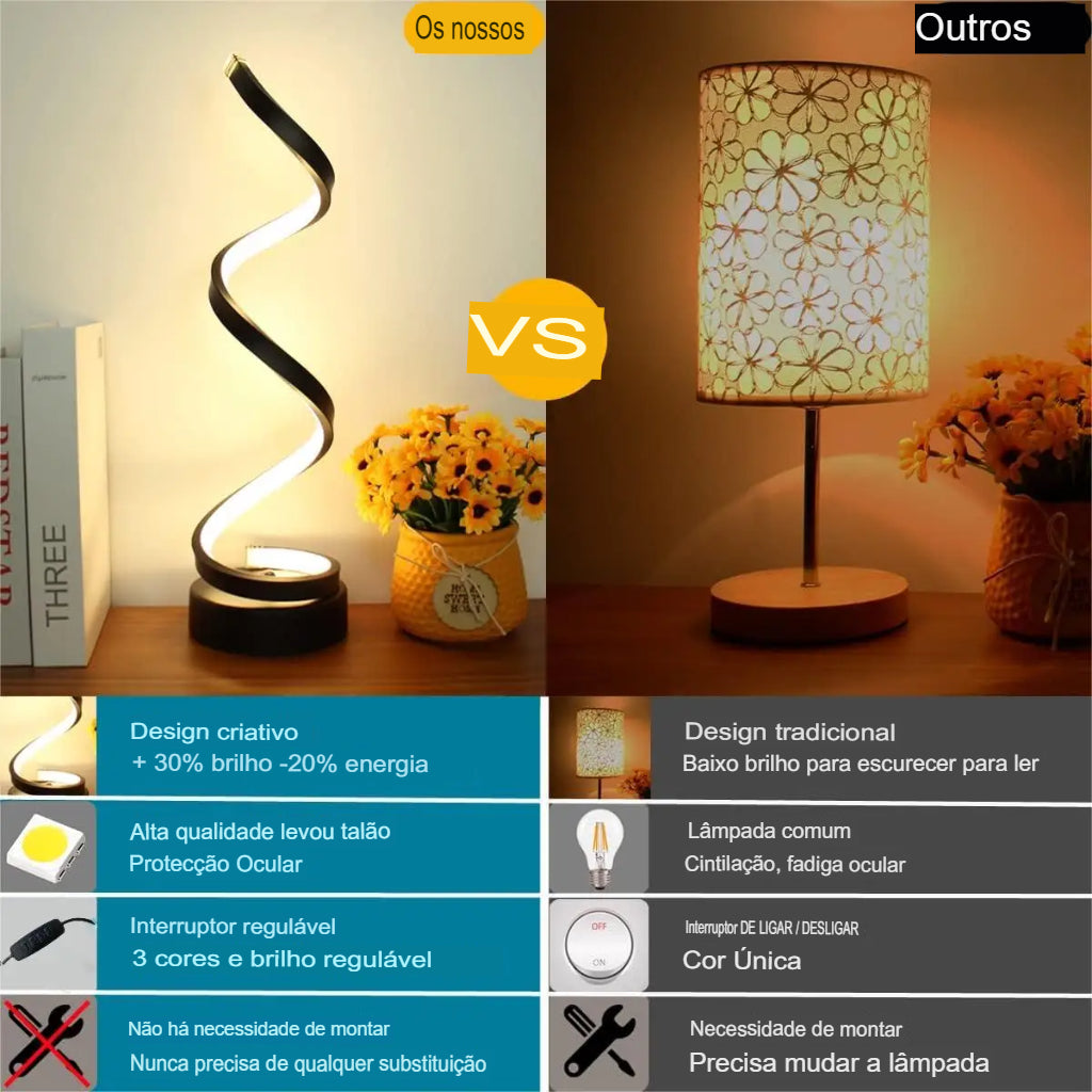 Luminária De Mesa Em Espiral, Luminária Regulável LED, Luminária Moderna Para Escritório, Luminária Com Design Contemporâneo, Luz Decorativa Para Sala, Iluminação De Mesa Sofisticada, Luminária Espiral De Luxo, Luz Regulável Para Mesa, Luminária Criativa Com LED, Luminária Para Ambientes Elegantes, Luminária Artística De Mesa, Iluminação Com Estilo Escultural, Luminária Com Intensidade Ajustável, Luminária De Design Em Espiral – Lojas Bratta