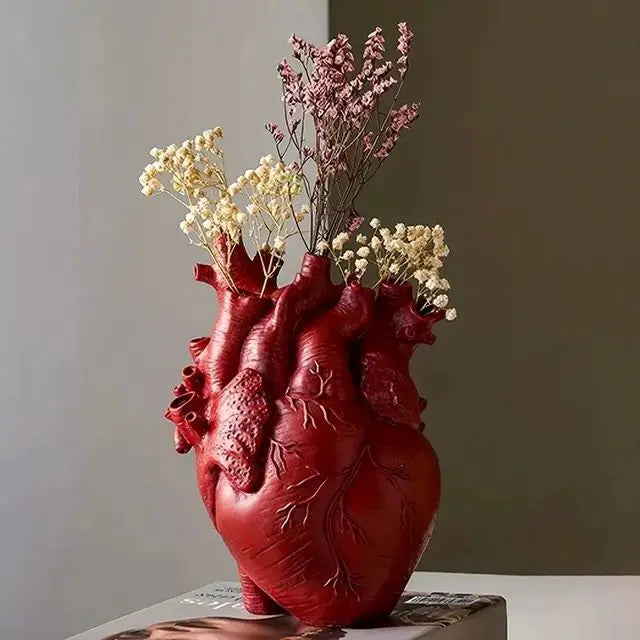 Vaso de resina em forma de coração, disponível em 4 cores (preto, branco, vermelho, dourado), ideal para arranjos florais e decoração de interiores, vaso decorativo para casa, quarto, escritório, estudo, peça moderna e criativa, Vaso Coração Bratta