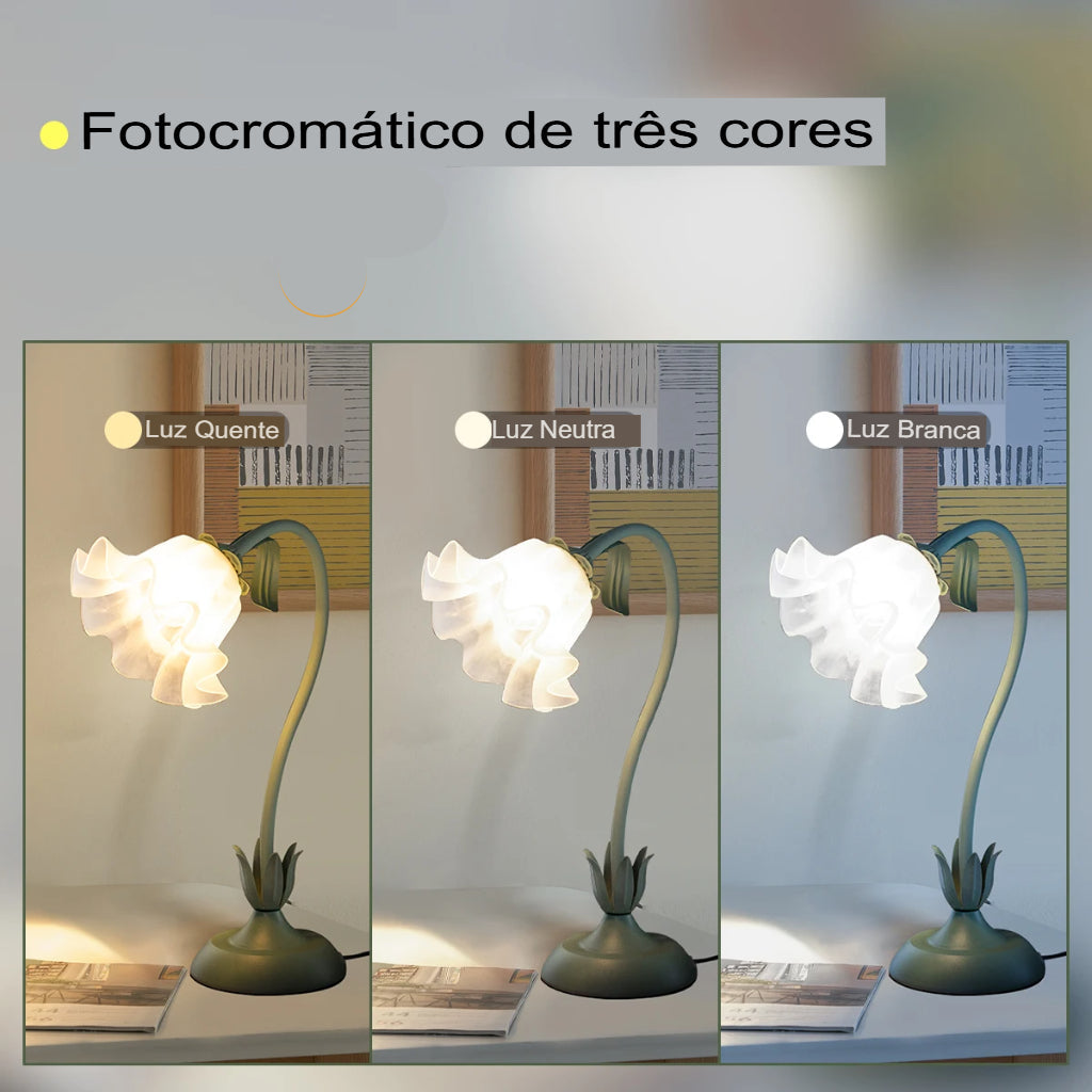 Abajur vintage, abajur de flores, Luminária de Mesa, Luminária Flower, Luminária LED com Três Tons, Luminária Flexível 360°, Luminária com Cúpula de Diamante, Luminária Decorativa, Iluminação Romântica, Luminária para Quarto e Sala, Luz Suave para Leitura, Luminária com Proteção Ocular, Luminária Criativa, Luminária com Estilo Moderno, Luminária Compacta e Elegante, Lojas Bratta