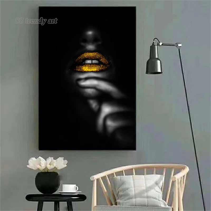 Pôster de Retrato de Mulher Negra com Lábios Dourados Modernos, Tela de Impressão de Parede, Quadros Decorativos, Arte Abstrata em Telas, Arte em Tela Abstrata, Tela em Tecido Abstrato, Painéis Abstrato em Tela Para Sala,Quadro Decorativo Mulher Lábios em Tela Canvas, Quadro Decorativo, Mulher Lábios Dourados em Tela Canvas, Quadro Decorativo Mulher Lábios Dourados, Quadro Decorativo Mulher Lábios Dourado Tela em Canvas, Quadro Abstrato Mulher Lábios Dourado-Lojas Bratta