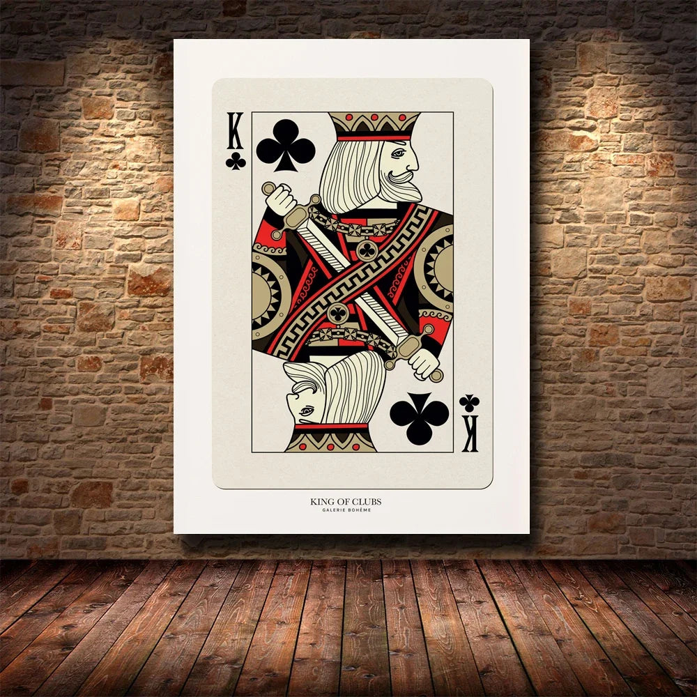 Clássico Vintage Arte da Parede de Jogar Cartas, Rei Ameixas, Ás Corações, Cartaz Impresso Em Tela HD, Sala De Estar Em Casa e Decoração Do Quarto, Tela de Pintura, Quadro Decorativo Cartas de Baralho, Quadro de Parede Cartas Retrô Jogo de Baralho, Quadro de Parede Cartas de Baralho, Decoração Vintage, Cartas de Baralho, Arte de Parede-Lojas Bratta