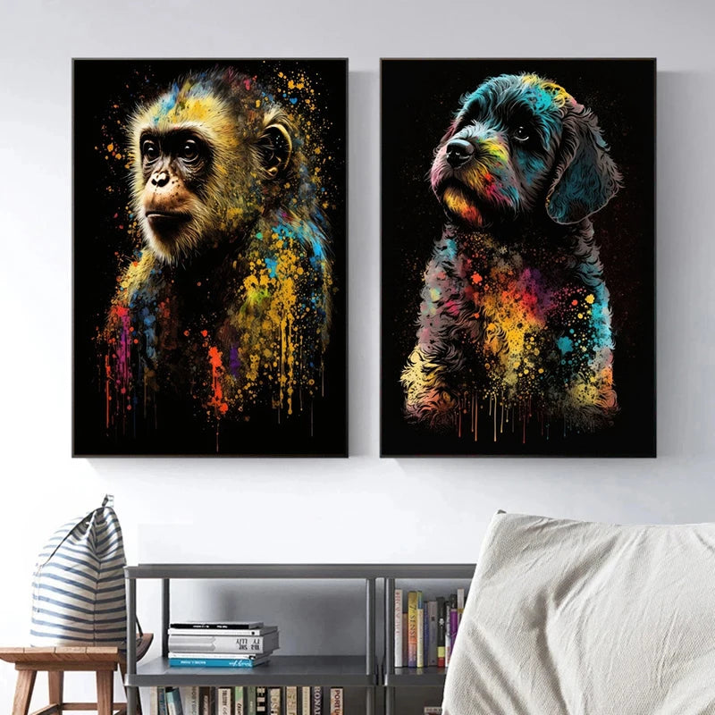 Modern Graffiti Animal Lion Monkey Tiger Cartazes e impressões Abstrato Aquarela Pintura Canvas Wall Art Pictures para Home Decor, Quadro Decorativo Animais, Quadro Decorativo Abstrato Animais, Quadro Abstrato Decorativo Animais, Impressões Digitais, Decoração moderna, Coleção Animais Abstrato, Arte em Tela,, Abstrata de Animais, Arte em tela, Animais abstratos-Lojas Bratta
