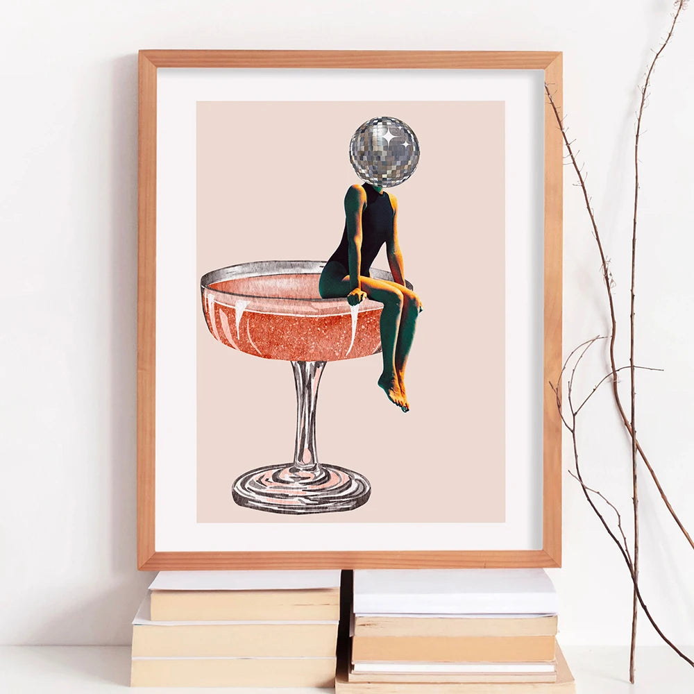 Retro Pop Disco Bola 70s Pôster, Pink Wine Wall Art Print, Imagem abstrata, Pintura Canvas, Feminino dormitório Room Decor, Trendy Bar, Quadro Decorativo Moderno, Pôster Retrô Disco 70s Arte Abstrata, Quadro Decorativo Arte Moderna, Quadro Decorativo Arte em Tela, Pôster Retrô, Arte Abstrata, Pôster, Pôster-Moderno, Pôster-Lona, Disco-Bola, Decoração-Canvas, Arte-Moderna, Arte em Tela, Arte em Canvas, Arte de Parede Moderna, Arte de Parede, Arte Contemporânea-Lojas Bratta