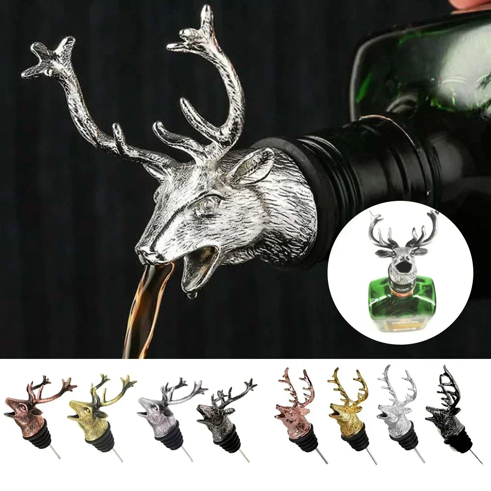 Dispensador de Vinho, Design de Veado, Decoração de Vinho, Acessório de Bar, Aço Inoxidável, Rolha de Vinho, Preservador de Vinho, Selo Hermético, Cabeça de Veado, Vinho Fresco, Vinho Premium, Acessório Criativo, Presentes para Amantes de Vinho, Bar de Vinho, Decoração Criativa, Dispensador Criativo, Acessórios para Casa, Decoração Elegante, Veado de Metal, Lojas Bratta.