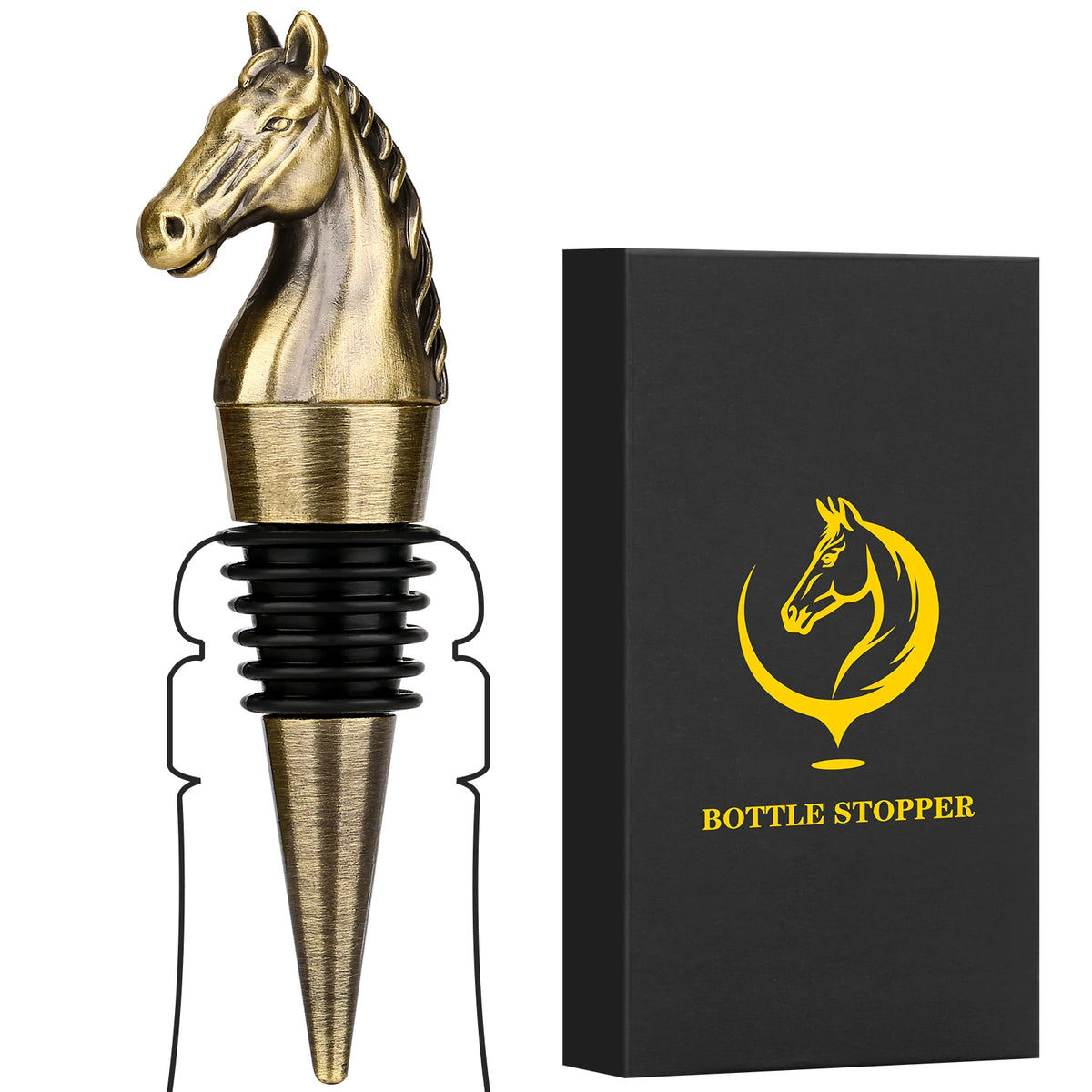 Rolha de Vinho, Cabeça de Cavalo, Tampa Decorativa, Vedação de Garrafa, Rolha Criativa, Acessório para Vinho, Presente para Amantes de Cavalos, Tampa com Estilo, Design Equestre, Rolha de Liga de Zinco, Silicone Flexível, Tampa para Champanhe, Vedação Hermética, Estilo Rústico, Tampa para Azeite, Presente Sofisticado, Tampa com Design Exclusivo, Item Decorativo para Bar, Lojas Bratta.