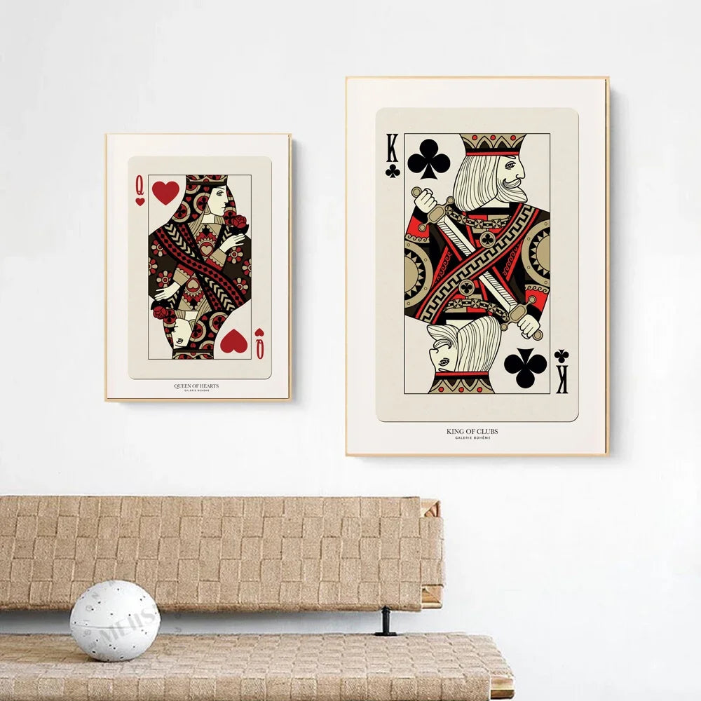 Clássico Vintage Arte da Parede de Jogar Cartas, Rei Ameixas, Ás Corações, Cartaz Impresso Em Tela HD, Sala De Estar Em Casa e Decoração Do Quarto, Tela de Pintura, Quadro Decorativo Cartas de Baralho, Quadro de Parede Cartas Retrô Jogo de Baralho, Quadro de Parede Cartas de Baralho, Decoração Vintage, Cartas de Baralho, Arte de Parede-Lojas Bratta