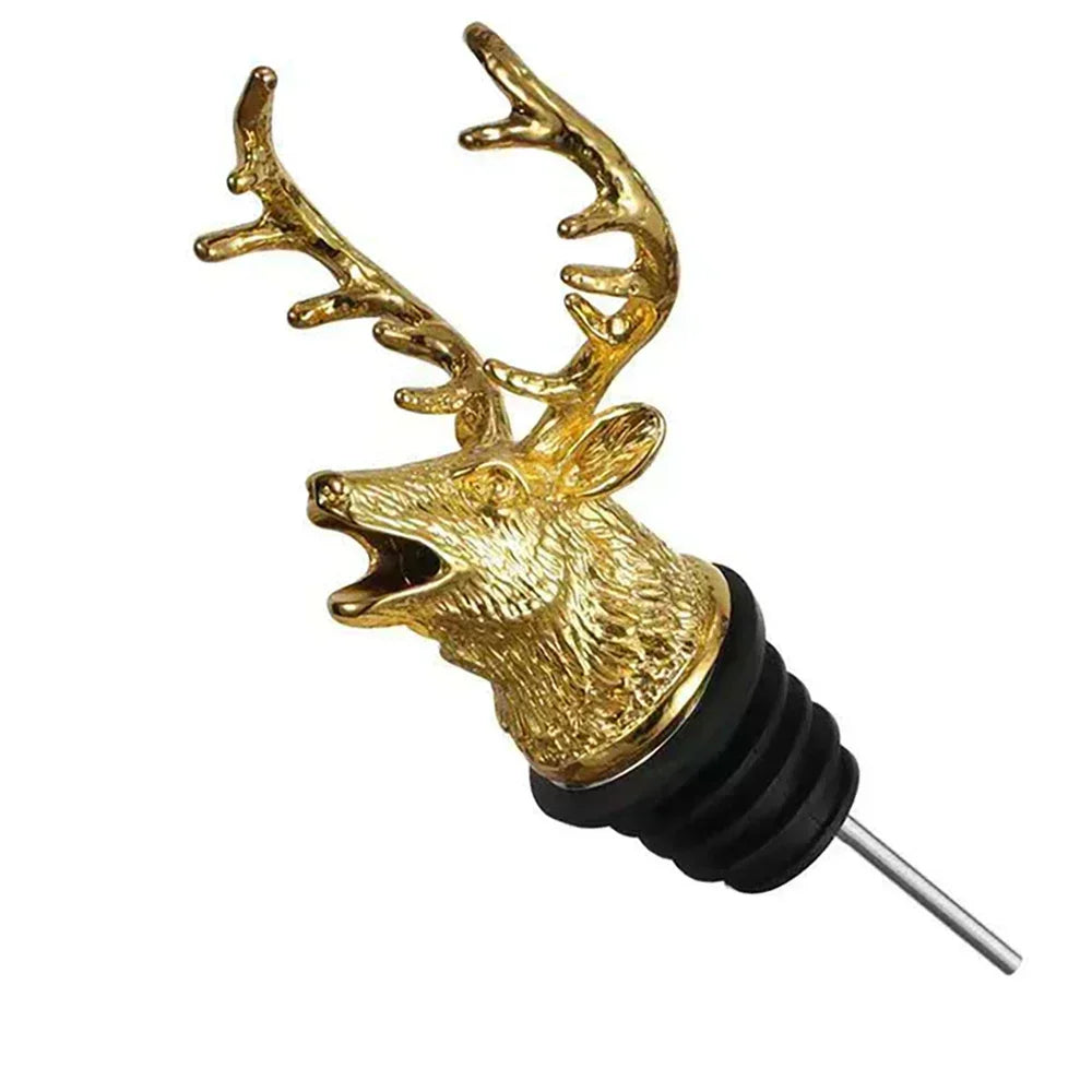 Dispensador de Vinho, Design de Veado, Decoração de Vinho, Acessório de Bar, Aço Inoxidável, Rolha de Vinho, Preservador de Vinho, Selo Hermético, Cabeça de Veado, Vinho Fresco, Vinho Premium, Acessório Criativo, Presentes para Amantes de Vinho, Bar de Vinho, Decoração Criativa, Dispensador Criativo, Acessórios para Casa, Decoração Elegante, Veado de Metal, Lojas Bratta.