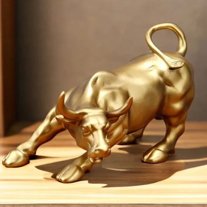 NORTHEUINS-Resina de ornamentos de mercado em touros de Wall Street, estátua da fortuna de Feng Shui, estatuetas de riqueza para escritório, decoração de mesa interna, touro da fortuna, prosperidade, estátua decorativa, design exclusivo, decoração de resina, Lojas Bratta
