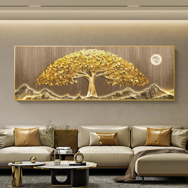 Imagem abstrata do cartaz da árvore dourada, pintura da lona, estilo do Wabi-sabi, mural da fortuna, luxo claro, Árvore Dourada, Quadro Pintura Árvore, Quadro Decorativo Pintura Árvore, Quadro Decorativo Moderno, Quadro Decorativo, Pintura em Lona, Decoração de Luxo, Arte Moderna, Quadro Decorativo de Arte de Parede em Tela Floral, Quadro Decorativo Pintura em Tela Abstrato Flores-Lojas Bratta