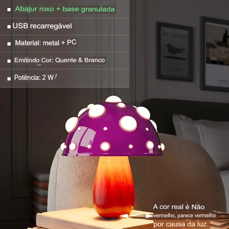 Luminária LED Cogumelo, Luminária De Mesa Criativa, Luz Noturna Em Formato De Cogumelo, Luminária Com Duas Cores, Luminária Infantil Divertida, Luz Decorativa Para Quarto, Luminária Lúdica Para Sala, Abajur Estilo Cogumelo, Luminária Charmosa De LED, Luminária Para Cabeceira, Luz De Mesa Estilo Fada, Luminária Colorida Para Dormir, Iluminação Criativa E Suave, Luz LED Com Design Encantador, Luminária Moderna E Caprichosa – Lojas Bratta