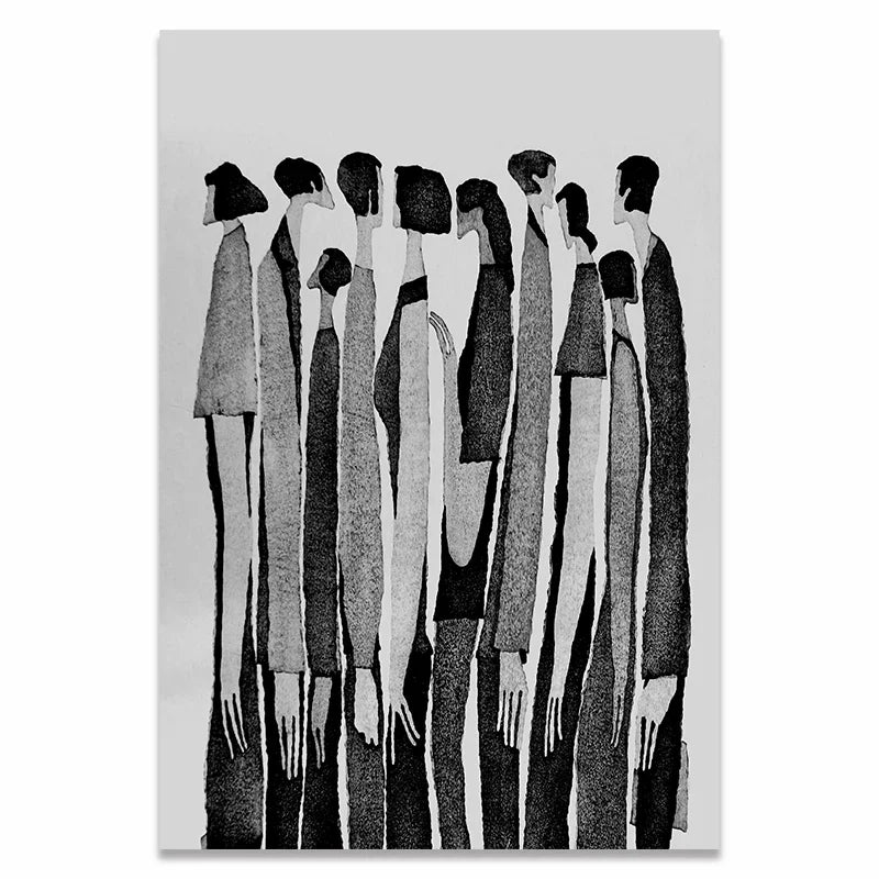Arte Abstrata Moderna da Parede, Personagens Preto e Branco, Pôster de Lona HD, Impressão, Casa, Quarto, Sala de estar, Decoração, Escandinavo, Moda, Quadro Abstrato Personagens Preto e Branco, Impressão-em Lona, Decoração-Parede, Arte-Moderna, Arte-em-Tela, Arte de Parede, Artes Contemporâneas, Tela Abstrata Preto e Branco, Quadro em Preto e Branco, Quadro Decorativo Moderno Preto e Branco, Decorativo Moderno, Quadro Decorativo Minimalista em Preto e Branco Personagens-Lojas Bratta