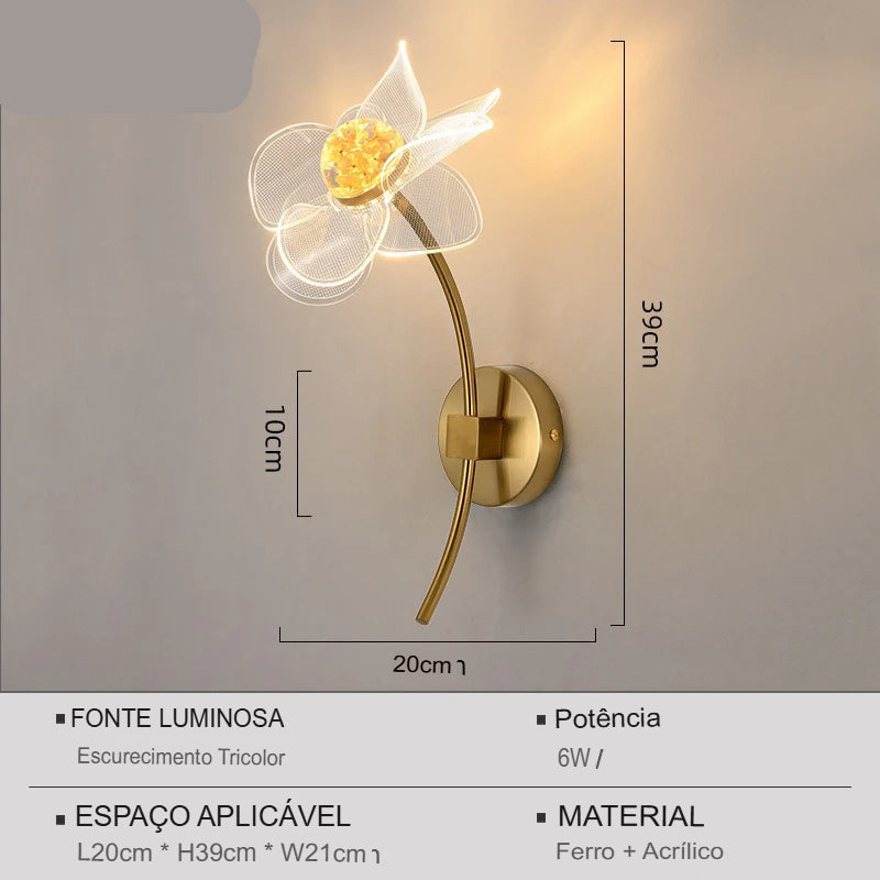 Luminária LED de Parede Motivo-Flower, Aplique de Parede LED Moderno em Formato de Flor de Luxo Para Quarto, Cabeceira, Escritório, Salas, Luminária de Parede, Luminária decorativa de Parede, Iluminação Moderna, Luminária de Luxo, Luminária de Parede LED, Decoração de Casa, Flor, Design, Luminária de Parede Arandela Flower, Arandela de Parede Decorativa, Iluminação Criativa, Luz Decorativa Floral, Estilo Sofisticado – Lojas Bratta