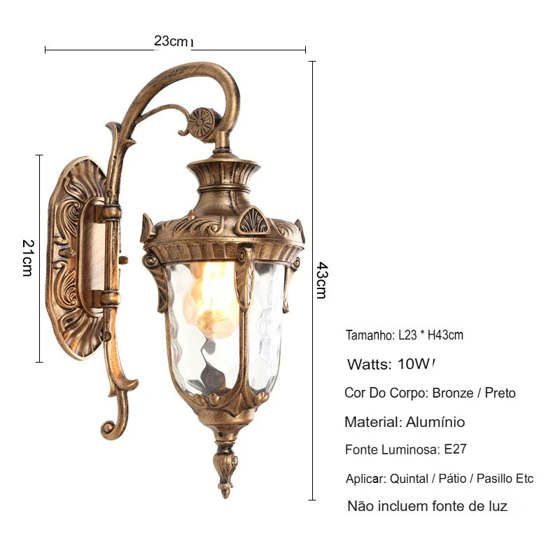 Luminária de Parede Resistente à Água, Luminária para Jardim, Luminária para Varanda, Luminária para Quintal, Luminária Clássica de Parede, Iluminação para Área Externa, Luminária Estilo Retrô Externa, Luminária Decorativa para Jardim, Luminária Externa com Estilo, Luminária de Parede para Ambientes Externos, Luminária Bratta de Parede, Luminária Luxuosa para Varanda, Iluminação Sofisticada para Quintal, Luminária Vintage Externa, Luminária para Decoração Clássica ao Ar Livre, Arandela— Lojas Bratta