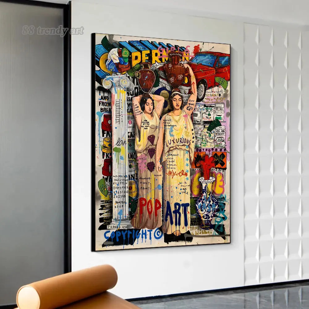 Quadros em Tela, Quadro em Canvas Pop Arte, Quadro Decorativo Pop Arte, Quadro Decorativo Pintura Grafite, Quadro Arte Pop Grafite, Pôster Arte Moderna Abstrata, Graffiti, Decoração Moderna, Arte Pop-Lojas Bratta