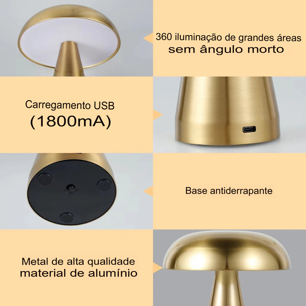 Luminária de mesa cogumelo portátil sem fios LED, Luminária Estilo Cogumelo, Luminária Compacta Para Quarto, Luminária LED Para Mesa De Cabeceira, Luminária Moderna Com Luz LED, Luminária Com Design Criativo, Luminária LED Para Espaços Pequenos, Luminária Com Estilo Minimalista, Luminária Portátil LED, Luminária Estilo Cogumelo, LumináriaCompacta, Iluminação LED Eficiente, Luminária Para Escritório Pequeno, Luminária LED Com Estilo Natural, Iluminação Criativa, Luminária Decorativa Compacta-Lojas Bratta
