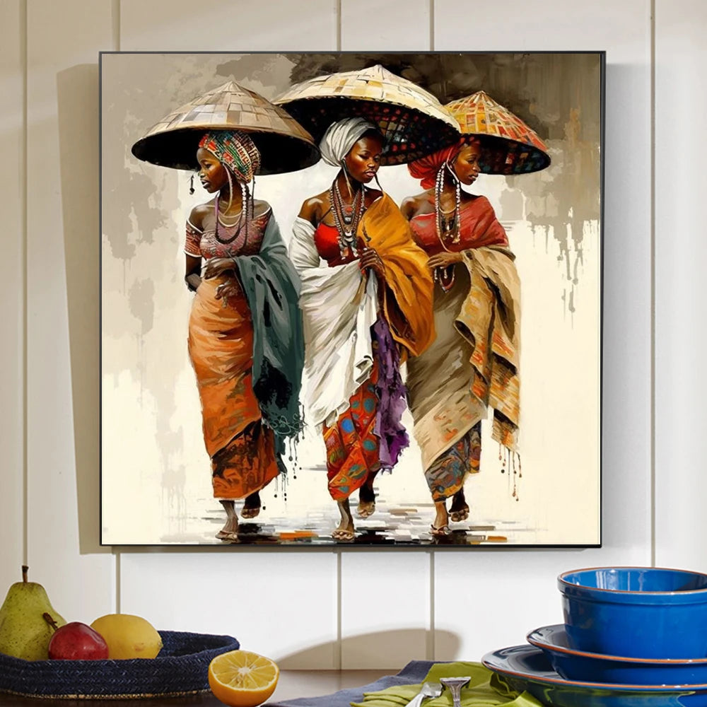 Quadros Trio Africanas, Quadro Decorativo Trio Africano, Quadro Decorativo Pintura Africana, Quadro Decorativo Mulher Africana, Quadro Decorativo Cultura Africana, Quadro Arte Étnico, Quadro Africano, Pintura, Moderna, Bratta, Arte em tela, Arte, Africana, Arte, Africana-Lojas Bratta