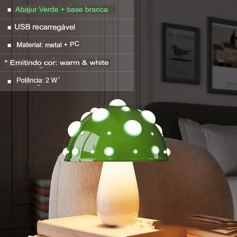 Luminária LED Cogumelo, Luminária De Mesa Criativa, Luz Noturna Em Formato De Cogumelo, Luminária Com Duas Cores, Luminária Infantil Divertida, Luz Decorativa Para Quarto, Luminária Lúdica Para Sala, Abajur Estilo Cogumelo, Luminária Charmosa De LED, Luminária Para Cabeceira, Luz De Mesa Estilo Fada, Luminária Colorida Para Dormir, Iluminação Criativa E Suave, Luz LED Com Design Encantador, Luminária Moderna E Caprichosa – Lojas Bratta