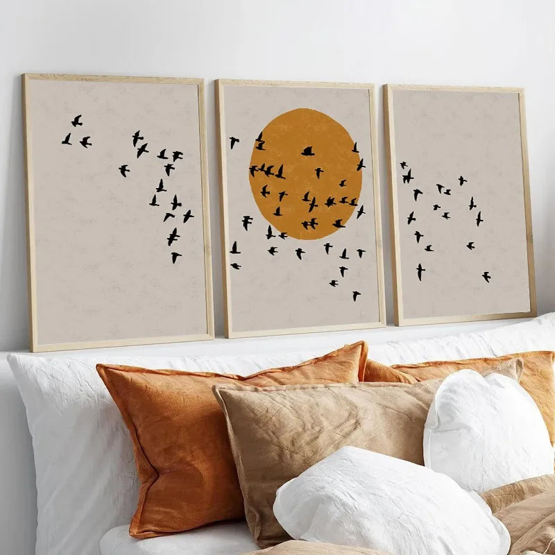 Pôster minimalista do vintage imprime a pintura da lona, rebanho da silhueta dos pássaros, sol japonês,, imagem para o quarto, Quadro sem Moldura, Quadro Minimalista-Pássaros e Sol, Quadro Decorativo Sol e PássarosQuadro Decorativo Moderno, Quadro Decorativo Arte Moderna, Quadro Decorativo Arte em Tela, Quadro Decorativo Abstrato Moderno, Quadro Decorativo Abstrato, Quadro DecorativoImpressão em Tela, Arte Minimalista, Arte de Parede-Lojas Bratta
