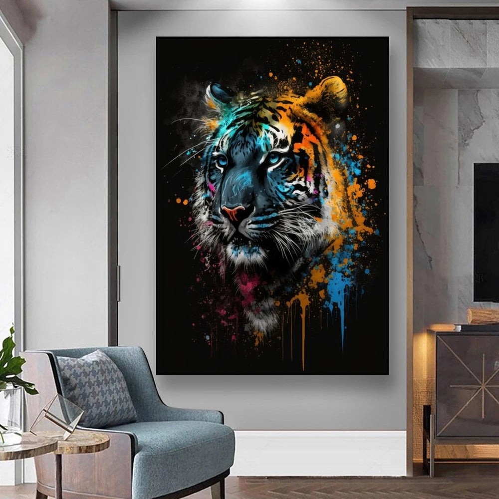 Modern Graffiti Animal Lion Monkey Tiger Cartazes e impressões Abstrato Aquarela Pintura Canvas Wall Art Pictures para Home Decor, Quadro Decorativo Animais, Quadro Decorativo Abstrato Animais, Quadro Abstrato Decorativo Animais, Impressões Digitais, Decoração moderna, Coleção Animais Abstrato, Arte em Tela,, Abstrata de Animais, Arte em tela, Animais abstratos-Lojas Bratta