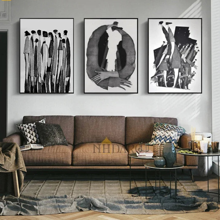 Arte Abstrata Moderna da Parede, Personagens Preto e Branco, Pôster de Lona HD, Impressão, Casa, Quarto, Sala de estar, Decoração, Escandinavo, Moda, Quadro Abstrato Personagens Preto e Branco, Impressão-em Lona, Decoração-Parede, Arte-Moderna, Arte-em-Tela, Arte de Parede, Artes Contemporâneas, Tela Abstrata Preto e Branco, Quadro em Preto e Branco, Quadro Decorativo Moderno Preto e Branco, Decorativo Moderno, Quadro Decorativo Minimalista em Preto e Branco Personagens-Lojas Bratta