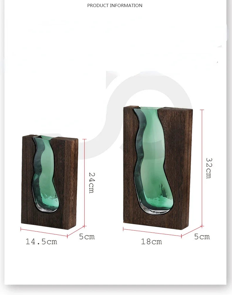 Vaso de Vidro de Estilo Clássico e moderno Suporte de Madeira, Decoração Moderna, Plantas Hidropônicas, Decoração para Casa, Vaso de Vidro, Suporte de Madeira, Vaso de Vidro e Madeira, Vaso Decorativo de Vidro e Madeira, Vaso Decorativo de Vidro com Suporte de Madeira, Vaso de Vidro Moderno com Suporte de Madeira, Jarro Decorativo de Vidro com Suporte de Madeira-Lojas Bratta