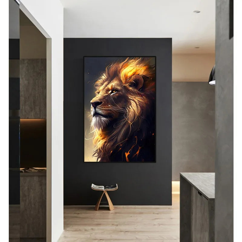 Cartazes pretos e dourados do leão, pintura animal moderna da lona, arte da parede da imagem para a sala de visitas, decoração home, no frame, Quadro sem moldura, Quadro Decorativo Moderno, Quadro Decorativo Leão Preto e DouradoQuadro Decorativo Arte em Tela, Quadro Decorativo Abstrato Moderno, Leão Preto e Dourado, Arte Moderna, Arte de Parede Leão Preto e Dourado, Arte de parede-Lojas Bratta
