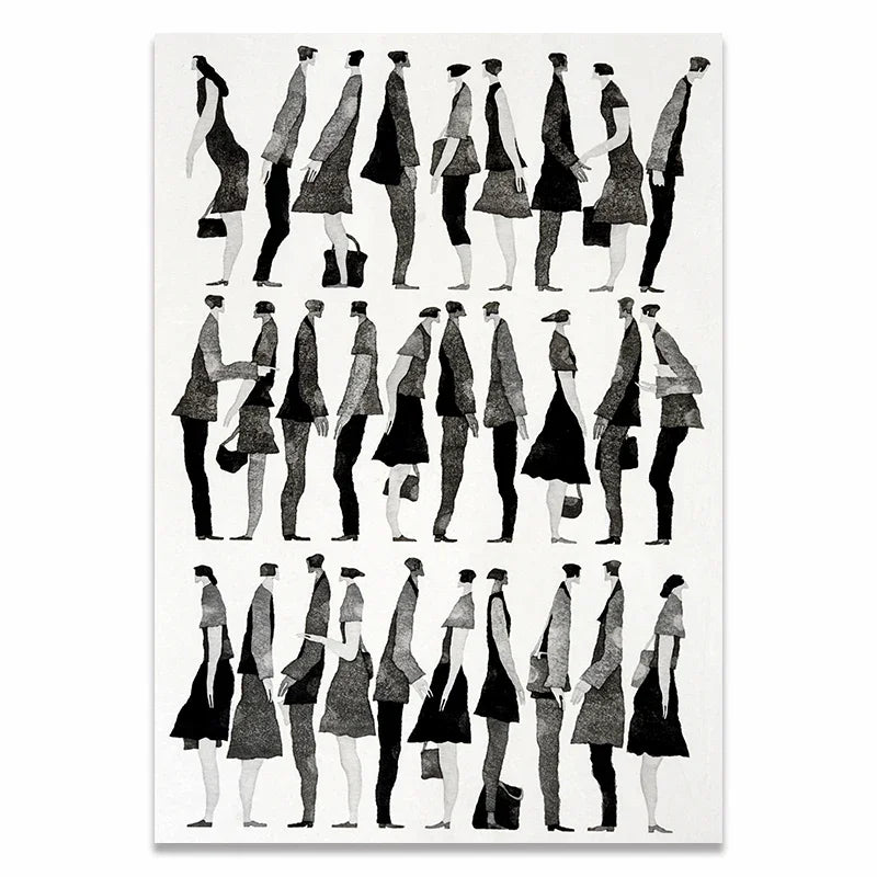Arte Abstrata Moderna da Parede, Personagens Preto e Branco, Pôster de Lona HD, Impressão, Casa, Quarto, Sala de estar, Decoração, Escandinavo, Moda, Quadro Abstrato Personagens Preto e Branco, Impressão-em Lona, Decoração-Parede, Arte-Moderna, Arte-em-Tela, Arte de Parede, Artes Contemporâneas, Tela Abstrata Preto e Branco, Quadro em Preto e Branco, Quadro Decorativo Moderno Preto e Branco, Decorativo Moderno, Quadro Decorativo Minimalista em Preto e Branco Personagens-Lojas Bratta
