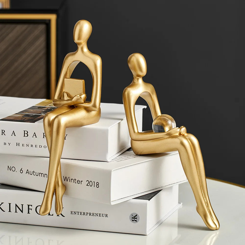 Golden Bookshelf Escultura Decorações para Sala De Estar, Figurinhas Modernas, Decoração Para Casa, Estátuas Do Pensador, Prateleira Mesa Decor, resina, Prettidecor Decoração de Casa Dourada, Golden Bookshelf Escultura, Estátua Abstrata, Estátua Abstracta, Estatuetas, Esculturas, Escultura Estudantes Arte Moderna, Escultura de Decoração, Decoração moderna-Lojas Bratta
