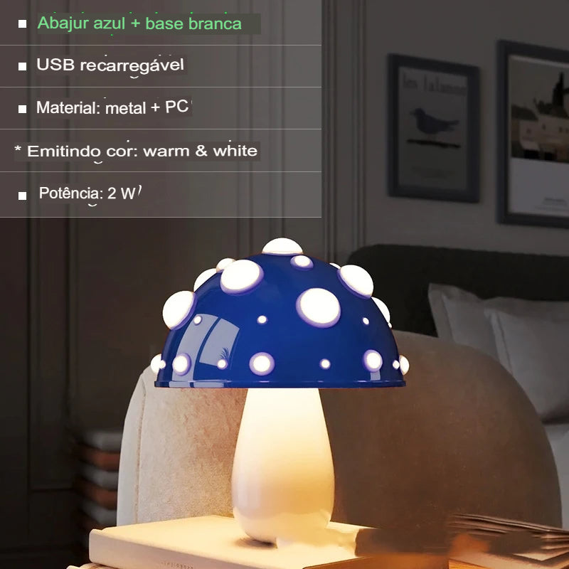 Luminária LED Cogumelo, Luminária De Mesa Criativa, Luz Noturna Em Formato De Cogumelo, Luminária Com Duas Cores, Luminária Infantil Divertida, Luz Decorativa Para Quarto, Luminária Lúdica Para Sala, Abajur Estilo Cogumelo, Luminária Charmosa De LED, Luminária Para Cabeceira, Luz De Mesa Estilo Fada, Luminária Colorida Para Dormir, Iluminação Criativa E Suave, Luz LED Com Design Encantador, Luminária Moderna E Caprichosa – Lojas Bratta